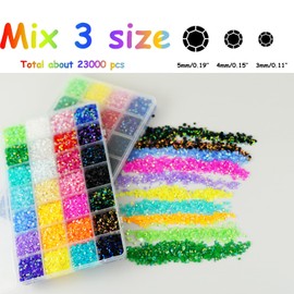 22000PCS Resin Rhinestones for Crafting, 28 Multicolor Mixed 3mm 4mm 5mm Non-Hotfix Stones, Bulk Colorful Jelly AB Bedazzling Gems with B7000 Glue for DIY Crafts for DIY Art