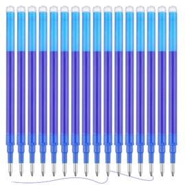 Pack of 16 Erasable Refills, Refills with Erasable Ink, Rollerball Refill 0.7 mm for Gel Pen, Erasable, Students Gift, School Office Supplies (Blue)