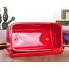 VanEnjoy 10 Inch Red Rectangle Ceramic Succulent Planter Pot Decorative