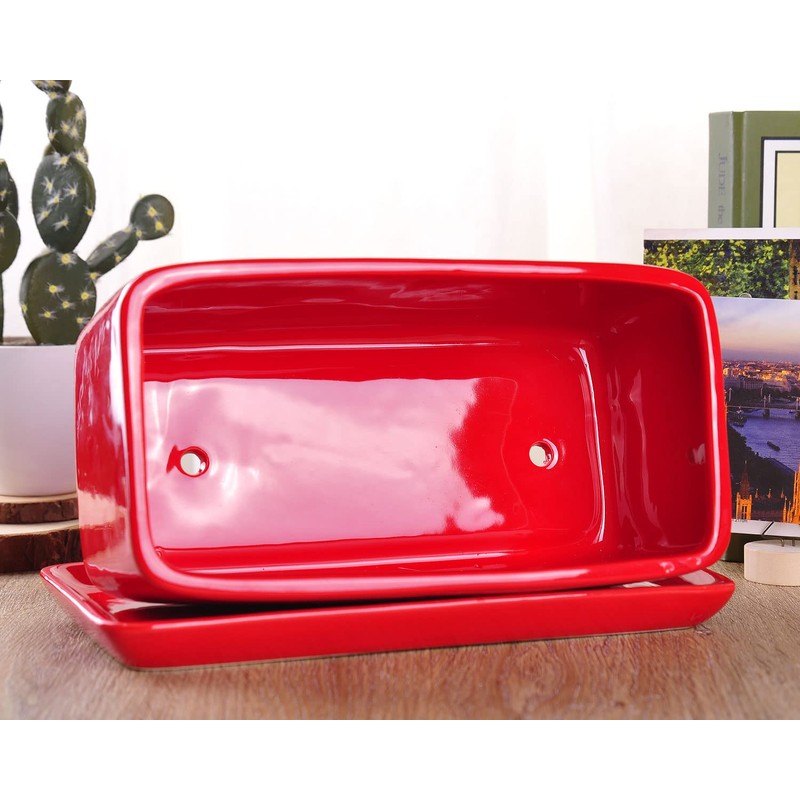 VanEnjoy 10 Inch Red Rectangle Ceramic Succulent Planter Pot Decorative