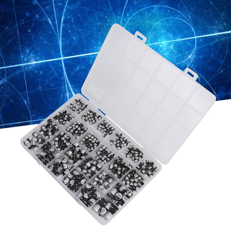 400Pcs SMD Electrolytic Capacitor 24 Values Aluminium 1uF‑1000uF Accessory Set