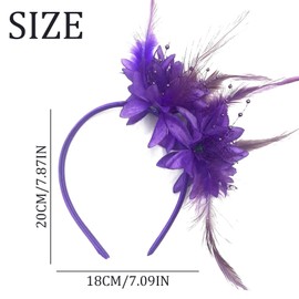 MUNSKT Lace And Feather Paired With Artificial Floral Headbands, A 1922s Style Women's Headwear, Suitable As Accessories For Parties, Dances, Weddings, And Tea Parties.