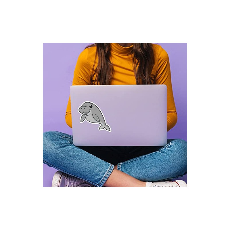 2 x 10cm Cute Manatee Vinyl Stickers - Sea Cow