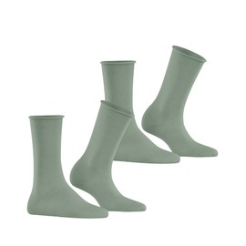ESPRIT Women's Basic Pure Multipack W So Cotton Plain Socks (Pack of 2), Green Frosty Grey 7180, 35 - 38