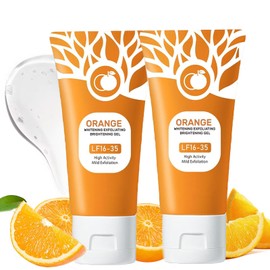 Orange Exfoliating Gel Scrub, Deep Cleansing Moisturizing Scrub with Enzymes, Purifying Exfoliating Gel for Face & Body, Facial Exfoliator Cleanser to Remove Blackheads (2PC, 1)