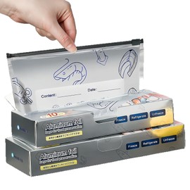 Reusable Aluminum Foil Bags, Freezer Safe & Leak Proof Stand Up Storage Bags with Zipper for Meat Seafood Vegetables, Heavy Duty BPA Free Food Storage Containers （10pcs-L（10.23 * 11.41inch））