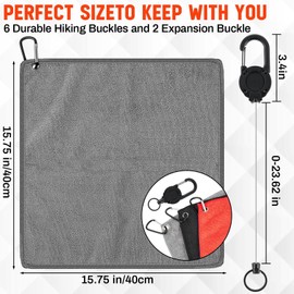 Arrowbash 6 Pcs Fishing Towels with Clip and Heavy Duty Zinger Retractor 16'' x 16'' Absorbent Microfiber Fishing Bait Towels for Boat Fly Fishing Kayaking Hiking (Stylish Color)