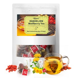 MQUPIN 12Pcs Dandelion Wolfberry Tea Bags-10 Herbal Ingredients Blend, 5g/Bag,Kidney& Liver Health Tea,Chrysanthemunn Cassia Seed Teabags