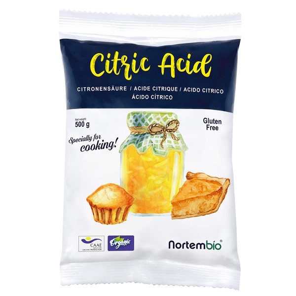 Nortembio Zitronensäure Pulver Ökologischer 500 g. Lebensmittelqualität, 100% rein. Säuerungsmittel