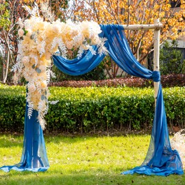 EBETA Tenda per matrimonio, decorazione a mano libera, per arco di nozze e uva a baldacchino, tenda per finestre, Mantovane in tessuto chiffon (Blu denim, 145 x 600 cm)
