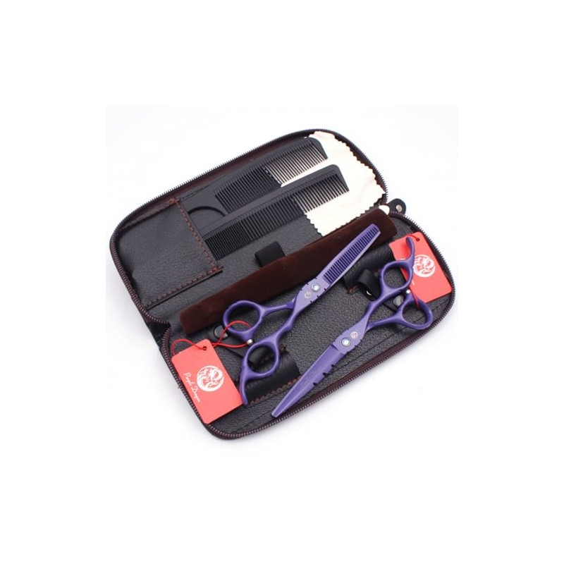 Kit Tijeras Profesionales Estilista Barbero Peluquero Purple Dragon 5.5 pulgadas