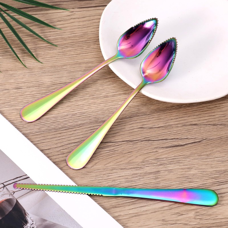 3pcs Serrated Grapefruit Spoons and Knife Set, Stainless Steel Grapefruit