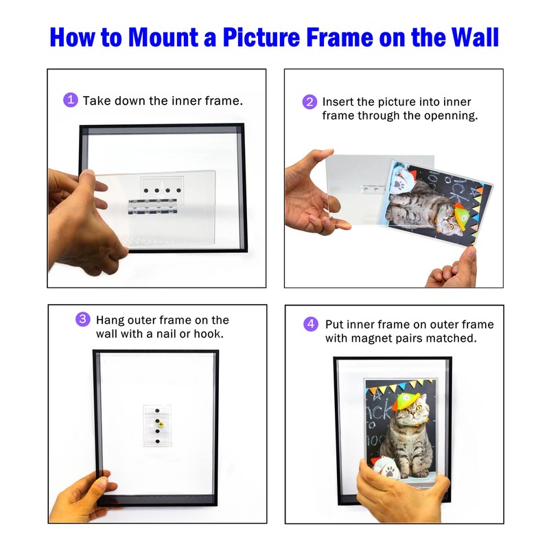 Mutellstory Floating Photo Frame Acrylic Wall Mount Table Decoration Modern
