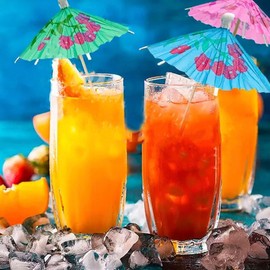 100 Palillo sombrilla con punta fina y papel, paraguas para bebida coctel Hawai Tropica