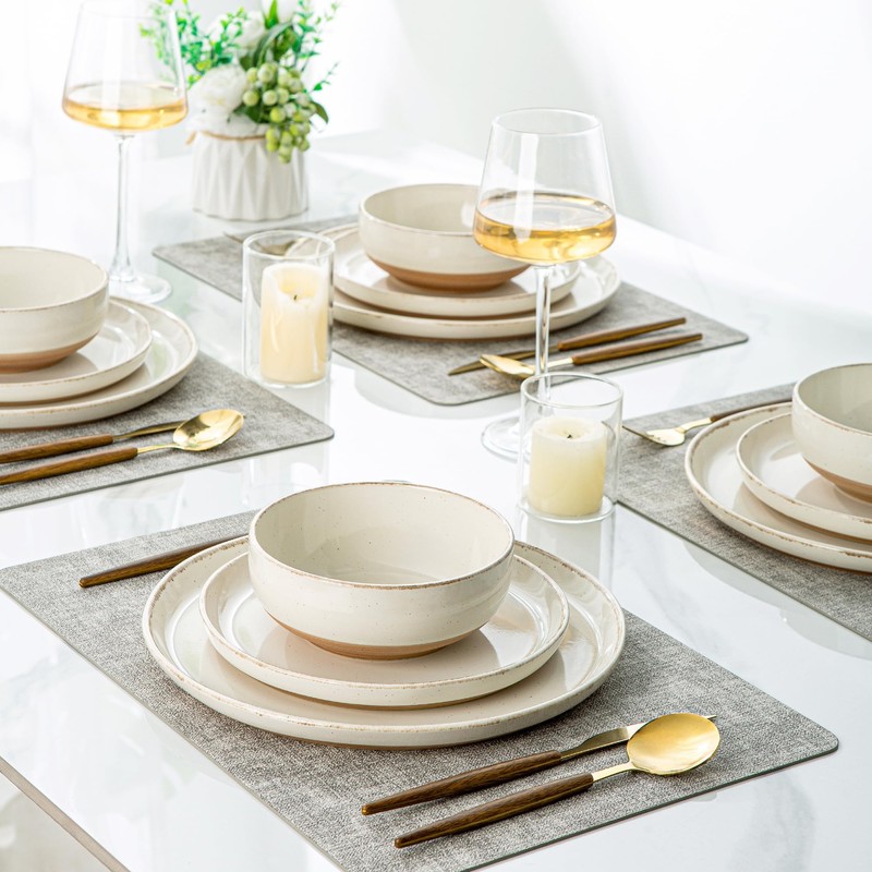 AmorArc Ceramic Dinnerware Sets for 4, 12 Pieces Handpainted Plates
