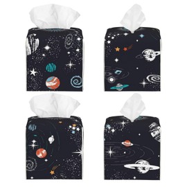 Tissue Box Cover Space Galaxy Constellation Modern PU Leather Square Tissue Box Holder - Decorative Holder/Organizer for Bathroom Vanity Countertop, Night Stands, Office Desk & Car 5"X5"X5"