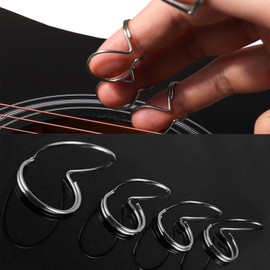 SH-RuiDu 4 Pcs Butterfly Finger Picks - Adjustable Alloy Thumb Picks for Guitar & Bass (Silver)