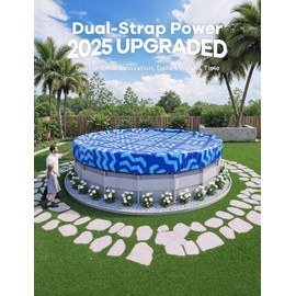 POOLHACKER【2025 Upgrade】 18 ft Winter Pool Cover - 18ft Round Above Ground, 4 Foot Overlap Extra Thick 420D Pool Cover with Pulley and Cable (Cerulean)