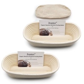 11 Inch Oblong Banneton Bread Proofing Basket and Linen Liner Set 2 Pack