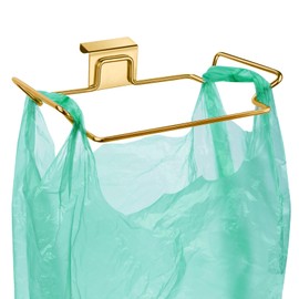 OYSIR Large Stainless Steel Trash Bag Holder for Kitchen Cabinets Doors and Cupboards, Gold