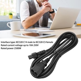 Culnflun IEC320 C14 to C5 Power Cord, 3Meterseters/9.8FT 2500W Extension Cord for Laptop Adapters, Desk Lamps, Speakers, LCD Monitors