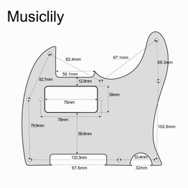 Musiclily 3 Ply Humbucking Electric Guitar Pickguard for Fender USA/Mexico Standard Telecaster Tele Humbucker HH, Black