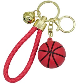 Moydolo Basketball Keyring Pendant Novelty Sport Ball Fans Keychain Ring Charm for Boys Girls Men Women, red
