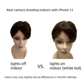 Anemone 6 inch Short Middle Part Straight Real Human Hair Topper Small Thin Clip-in Hair Bangs for Mild Hair Loss Suitable for Women and Men Reddish Tone (Dark Brown)