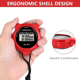 Digital Handheld Sports Stopwatch Stop watch Timer Alarm CounterD Large Display Interval Training Timer Outdoor (Red)