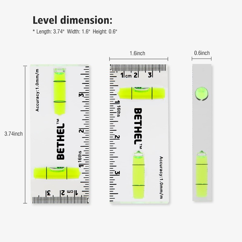 BETHEL Mini Bubble Level - 90/180 Shatterproof Cross Check Pocket