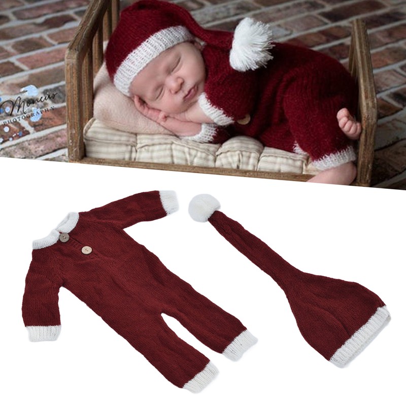 Breathable Baby Photography Photo Props Set Soft Mohair Jumpsuits Hat