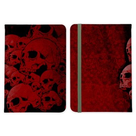 ShopQuality4U Skeleton Red Skulls Gothic Emo Goth Art Leather Passport Holder - for Men & Women - British Full Printed Passport Cover Case Passport Wallet