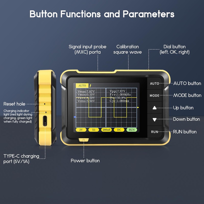 Oscilloscope DSO152, Handheld Digital Oscilloscope Kit, Portable Automotive Oscilloscope with