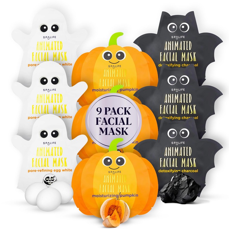Spa Life Mascarilla de Halloween animada con diseño de calabaza,