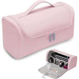 Estuche de Viaje compatible with Dyson, Funda de Viaje Portátil Impermeable de PU Compatible con Shark Flexstyle, Shark Airwrap y Shark Flexstyle (Rosa)