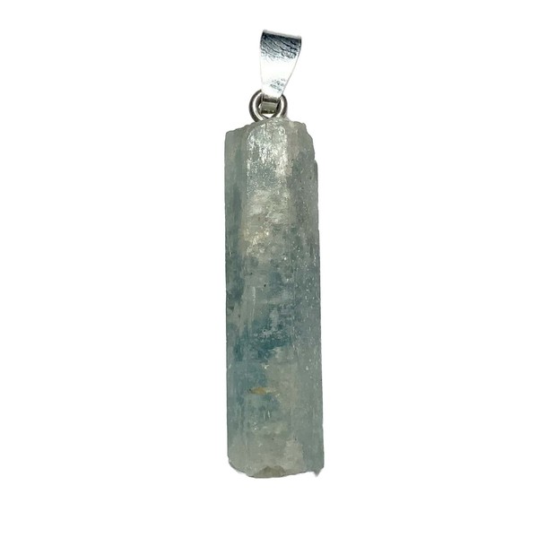 KRIO – 1 x Aquamarin Kristall/Naturstein als Anhänger mit Silberöse
