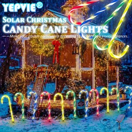 Solar Candy Cane Lights Multicolored, 12PCS Waterproof Candy Cane Christmas Outdoor Lights with 72LED, 8 Modes 1200mAh Solar Powered Outdoor Led Lights for Christmas Pathway, Patio, Garden Decorations
