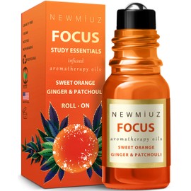 Focus Roll On Essential Oil Concentration Memory Attention Orange Ginger Patchouli Functional Aromatherapy Stick Self Care Study Gift Stocking Stuffer