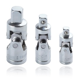 LEONTOOL 3 Pcs Universal Joint Socket Set Swivel Socket Adapter Set 1/4" 3/8" 1/2" Drive Joint Adapter Ratchet Socket Chrome Vanadium Steel Impact Universal Joint Set Access Fasteners in Tight Places