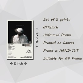 TOBIANG Partynextdoor Music Album Cover Signed Limited Canvas Poster (Set of 4) Unframed:8inx12in(20x30cm)