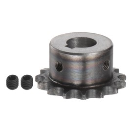 Kozelo DIN/ISO 06B Roller Chain Sprocket 15T [ 16mm Bore x 3/8" Pitch ] Motor Drive Gear, for Machinery, A3 Carbon Steel, Silver Tone