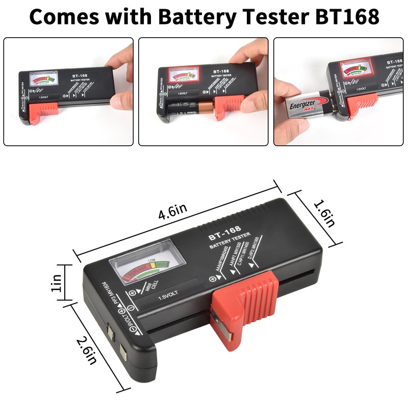 Battery Organizer Box Storage Case with Tester, Batteries Vault Holder
