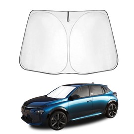 SHAOHAO Compatible with Opel Corsa F P2JO 2019-2024 Sun Visor Silver Coated Fabric Foldable Sun Visor UV and Heat Protection Sun Visor Windscreen Corsa F