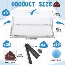 VioraWhite 3 Sets Baby Shower Game Shaking Swing Balls Game Set Outdoors Indoors Includes 3 Set Strap Shake Box and 60 Balls with 30 Poop Stickers for Baby Shower Family Games(Blue)