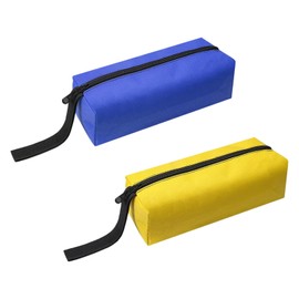 PAITOK 2Pcs Canvas Tool Bag Set, Multipurpose Small Tool Pouch Storage, Zipper Tool Rolls, Waterproof Tool Organizers for Screwdrivers, Wrenches, Pliers, and Brushes with Hanging Loops (Blue&Yellow)