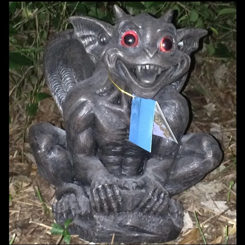Gargiggles Father Boris Gargoyle Solar Light Up Eyed Garden and