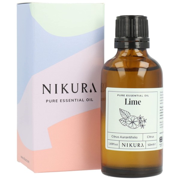 Nikura Lime Essential Oil - 50ml | 100% Pure Natural Oils | Perfect for Aromatherapy, Diffusers, Humidifier, Bath | Great for Self Care, Studying, Lifting Mood | Vegan & UK Made