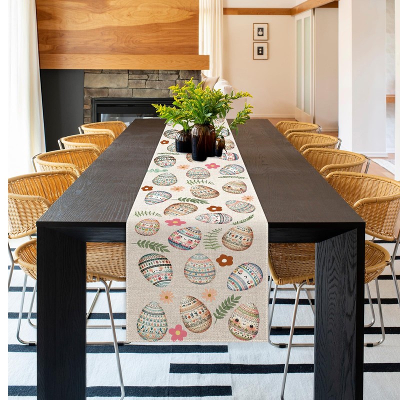 Girlly Easter Eggs Table Runner 13x72 Inch Easter Happy Easter