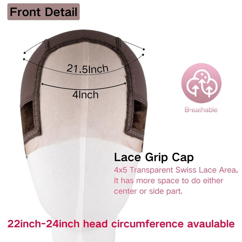 Lace Wig Grip Cap Women: 4x5 Transparent Swiss Lace Front