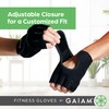 Gaiam Fitness Fingerless Gloves for Weight Training (Black/Black), Padded Palm,